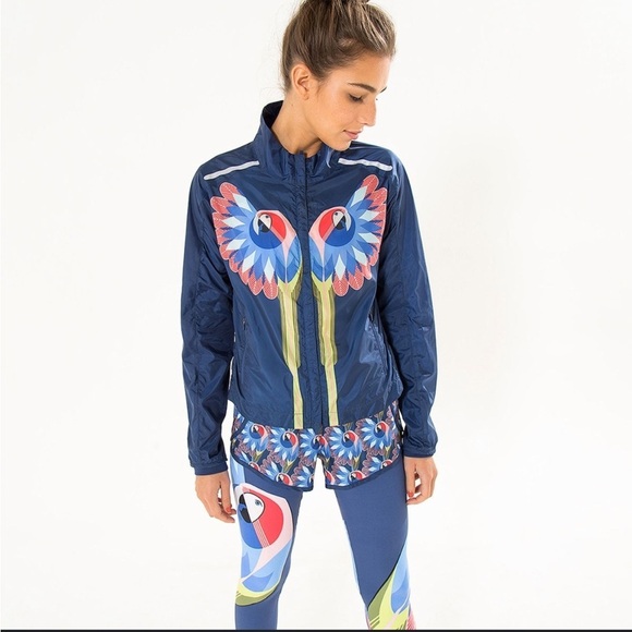 Farm Rio Tropical Bird Lightweight Colorful Windbreaker Track Jacket Size P - Picture 1 of 16